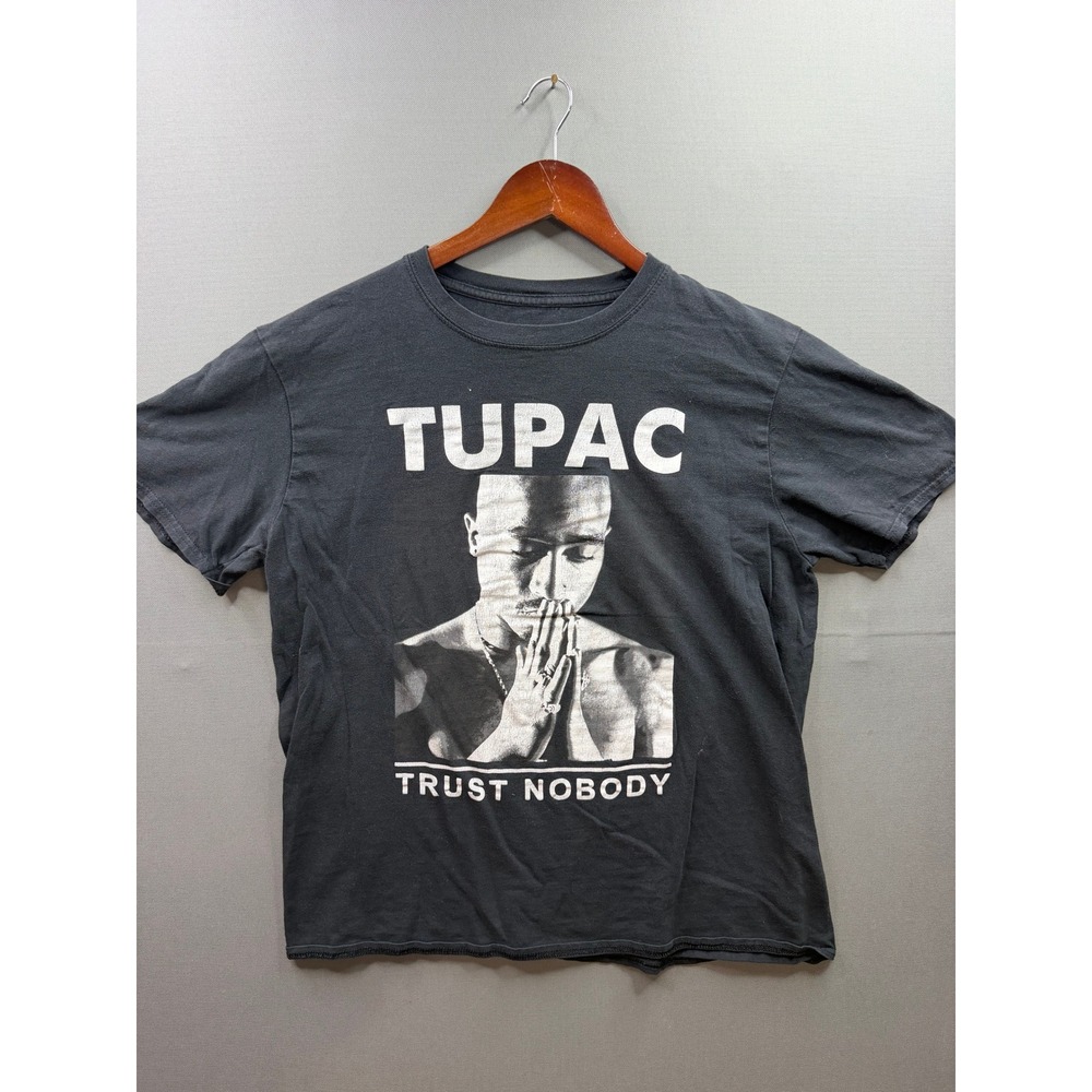 2Pac Graphic T-Shirt Mens Black Trust Nobody Prayer‎ Rap Tee L